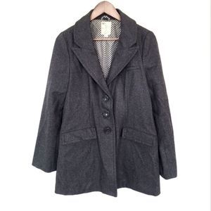 Tulle Wool Black Pea Coat Size Large